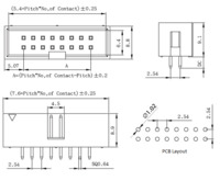 Dimensions for the shrouded male header in millimeters.