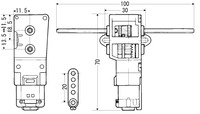 Dimension drawing for Tamiya 70093 3-speed crank axle gearbox.