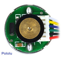 25D mm metal gearmotor with 48 CPR encoder: close-up view of encoder.