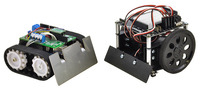 Example robot based on the Pololu Zumo chassis next to a Parallax SumoBot.