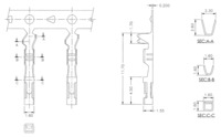 Dimensions (in mm) of female crimp pins for 0.1" housings.