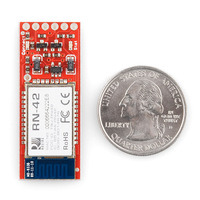 BlueSMiRF Silver, top view with US quarter for size reference.