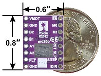 DRV8824/DRV8825 stepper motor driver carrier with dimensions.