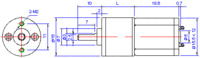 100:1 and 24:1 mini metal gearmotor dimensions (units in mm).
