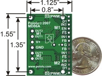 Dual MC33887 motor driver carrier bottom view with dimensions