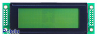 20×4 black-on-green character LCD with LED backlight.