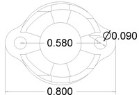 Pololu 1/2 inch plastic ball caster dimensions (unit: inch)