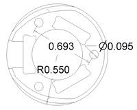 Pololu 1 inch plastic ball caster dimensions (unit: inch)