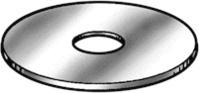 Zinc-plated steel washer, 10 screw size, 1/2" outer diameter, 0.042 – 0.052" thick