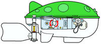 Tamiya 71114 Mechanical Blowfish rotating movement diagram, side view.