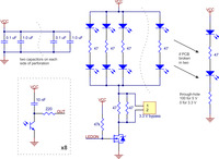 Schematic diagram of the QTR-8RC reflectance sensor array.