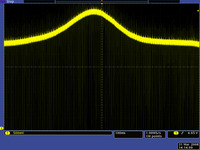 QTR-1A output 3/8" away from a spinning white disk with a black line on it.
