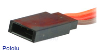 RC servo extension cable male JR connector (often referred to as “female” in the RC hobby industry).