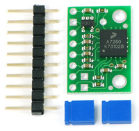 MMA7260QT 3-axis accelerometer with included 0.1" header strip and shorting blocks.
