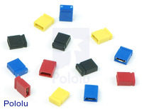 0.100" (2.54 mm) shorting blocks in assorted colors.