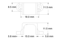 Dimensions of the metal gear motor mounting bracket.