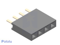 0.100" (2.54 mm) Female Header: 1x4-Pin, Straight