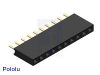 0.100" (2.54 mm) Female Header: 1x10-Pin, Straight