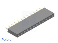 0.100" (2.54 mm) Female Header: 1x12-Pin, Straight