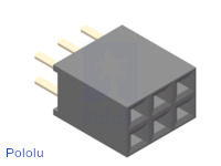 0.100" (2.54 mm) Female Header: 2x3-Pin, Straight