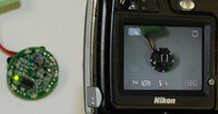 Using a digital camera to test if the IR LEDs in the Pololu IR Beacon Transceiver are on.