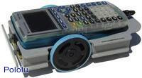 A laser-cut calculator robot chassis.