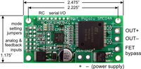 Pololu SMC04 High-Power Motor Controller with Feedback pinouts and dimensions.