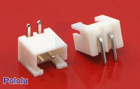 2.5 mm JST XH-Style Shrouded Male Connector: 2-Pin, Right Angle